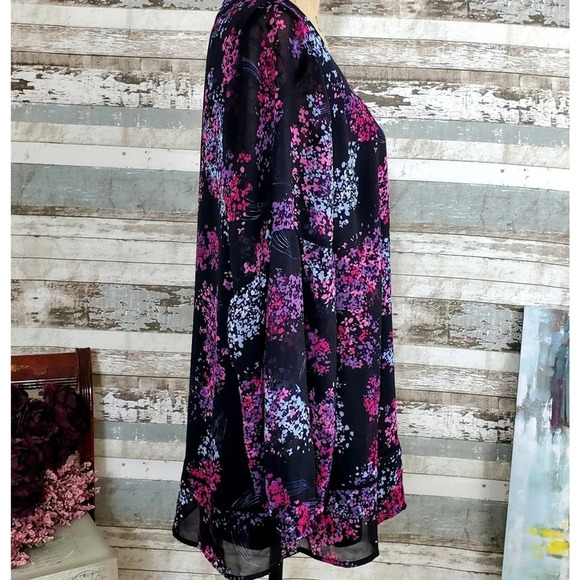 Lane Bryant Women's Plus Floral Square Neck Blouse Purple pink size 14 - Picture 2 of 8